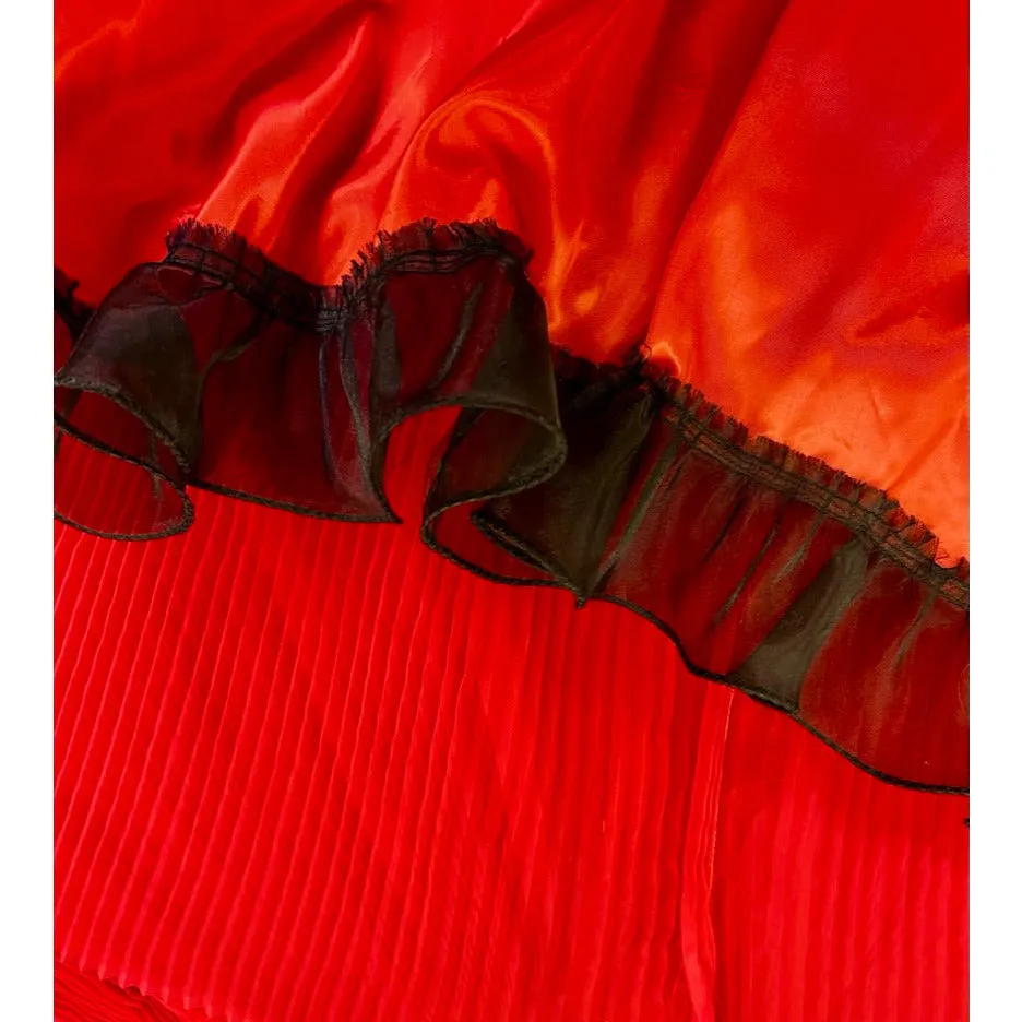 Vintage Skirt Red Pleated Nylon Chiffon 1940S Small 25" Waist