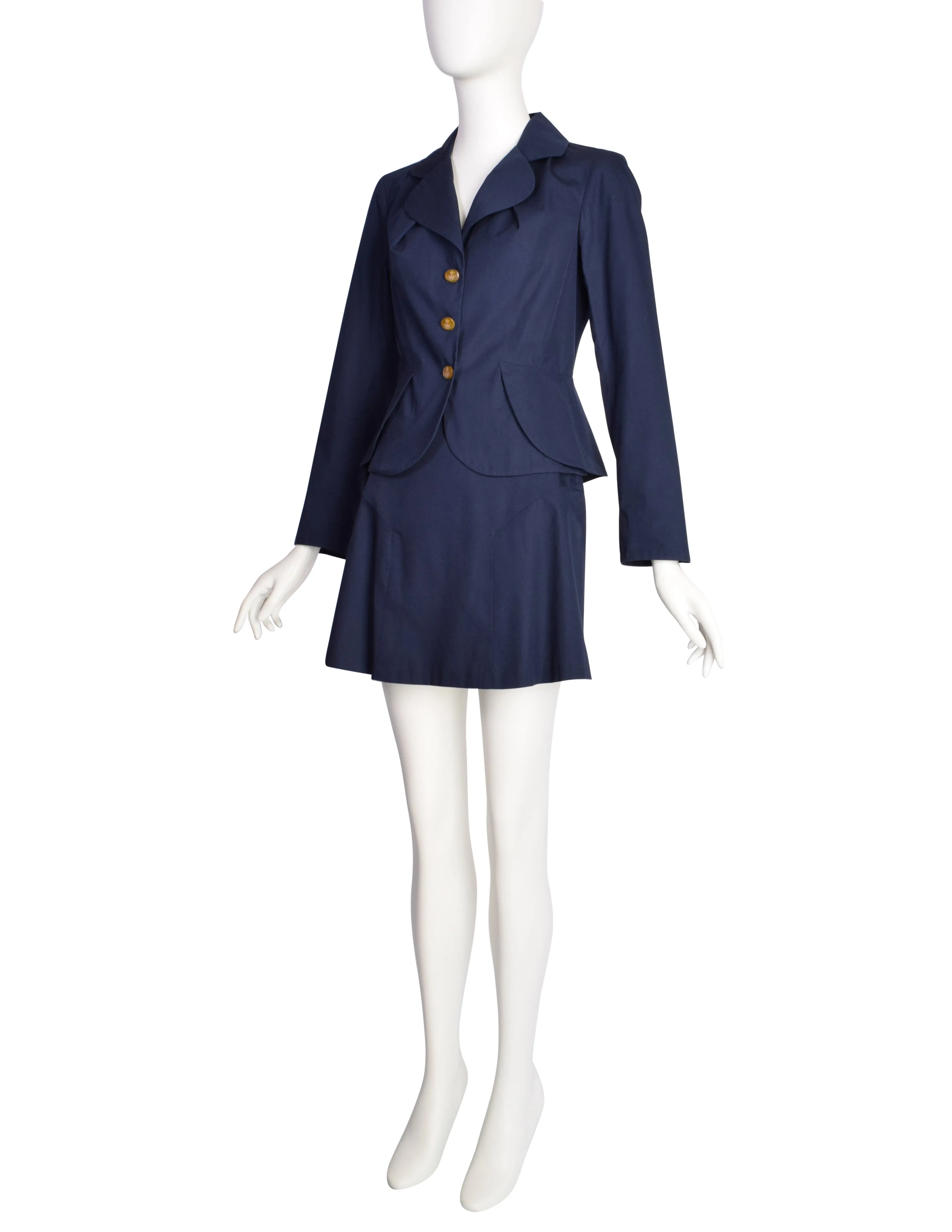 Vivienne Westwood Vintage SS 1993 Iconic Navy Blue Bettina Jacket Mini Skirt Suit