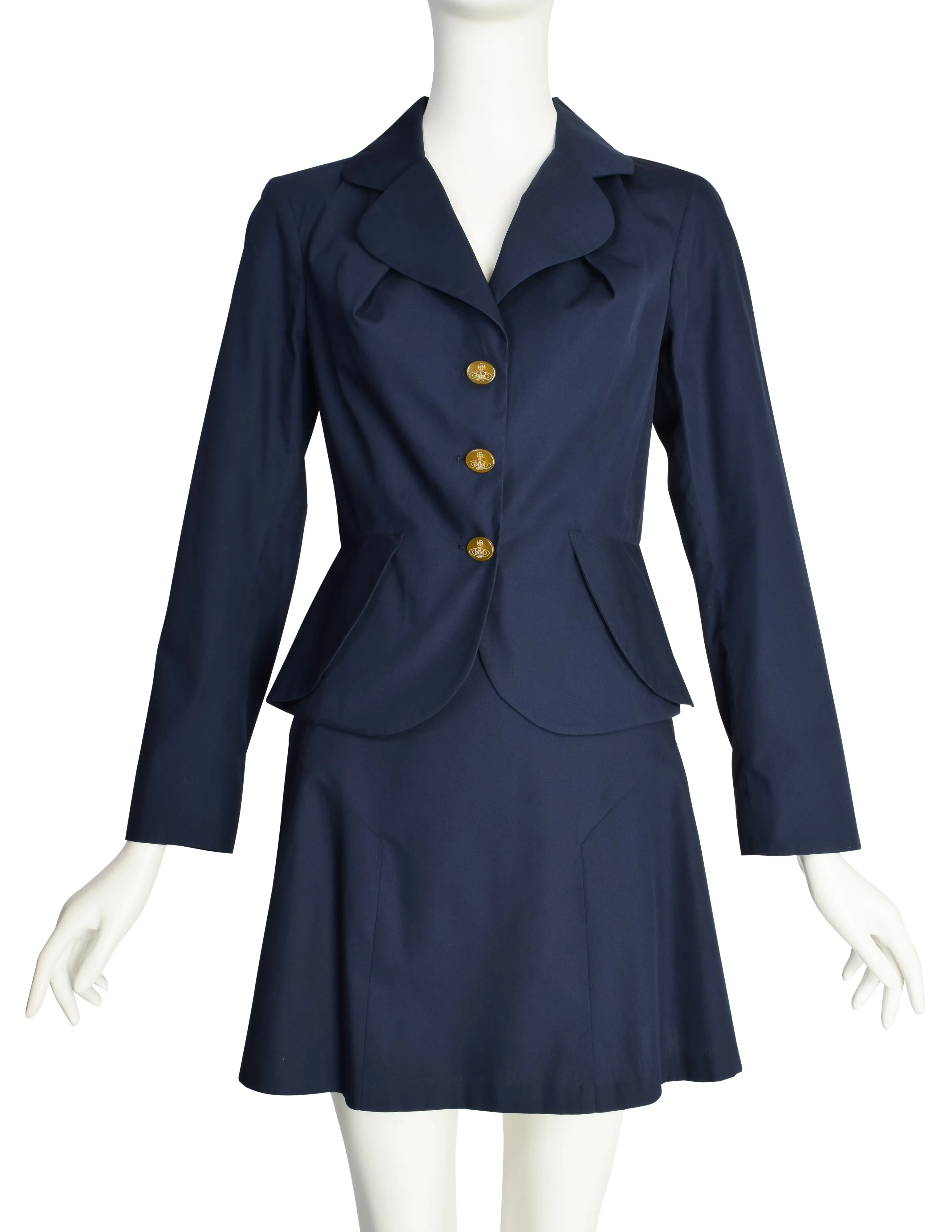 Vivienne Westwood Vintage SS 1993 Iconic Navy Blue Bettina Jacket Mini Skirt Suit