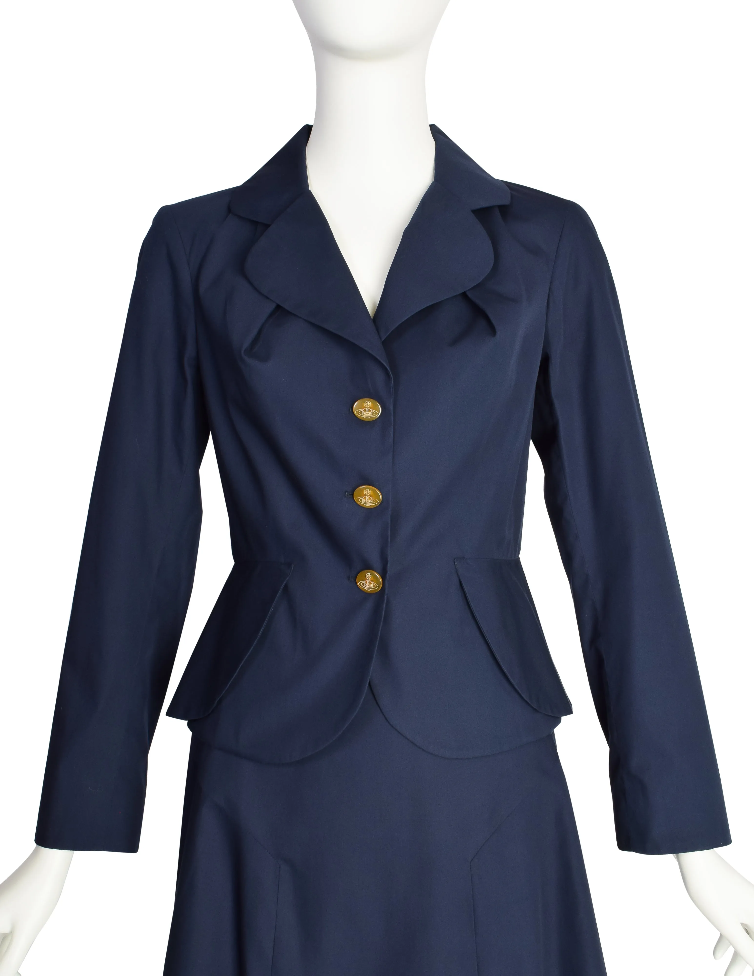 Vivienne Westwood Vintage SS 1993 Iconic Navy Blue Bettina Jacket Mini Skirt Suit