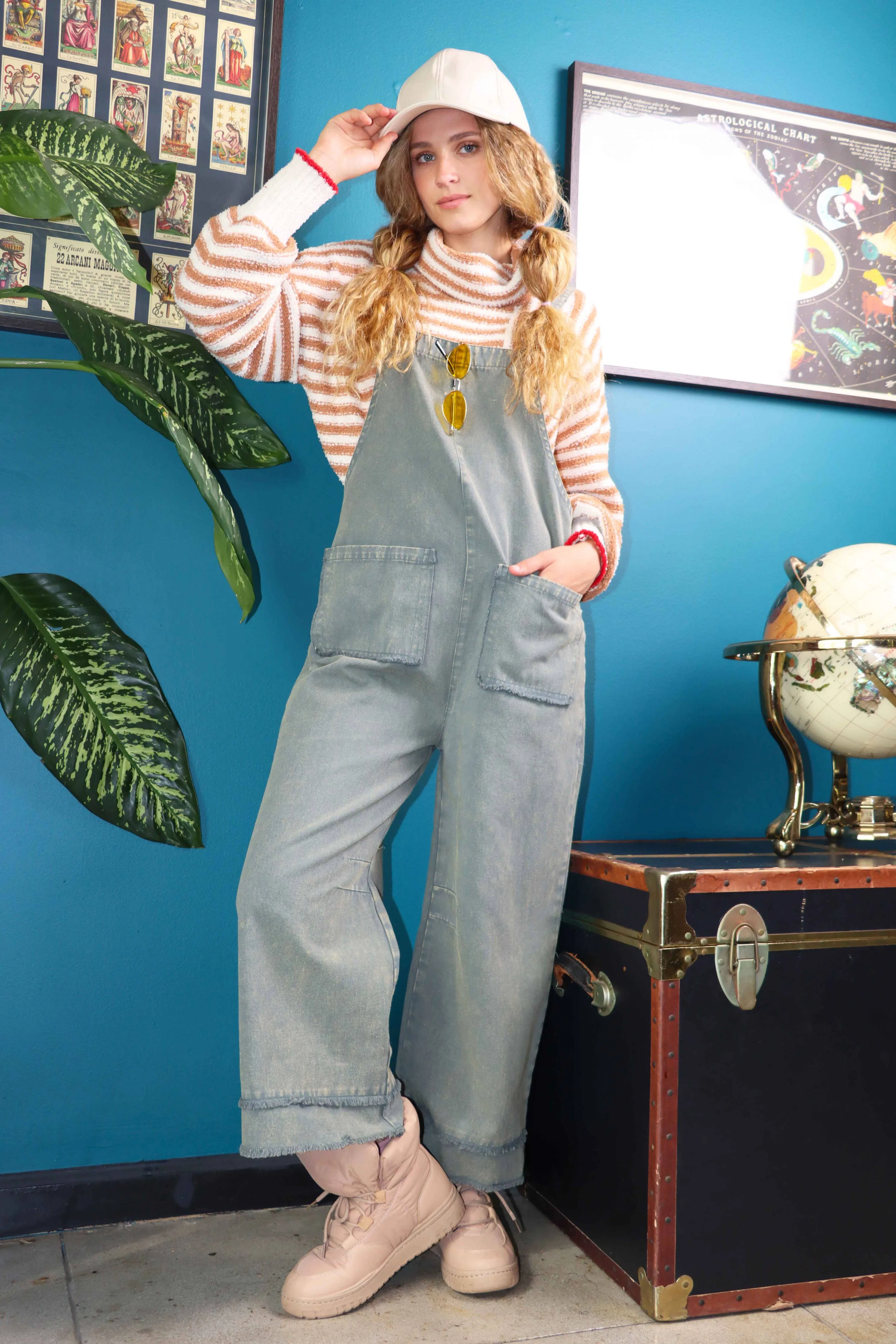 Washed Cotton Overall Jumpsuit