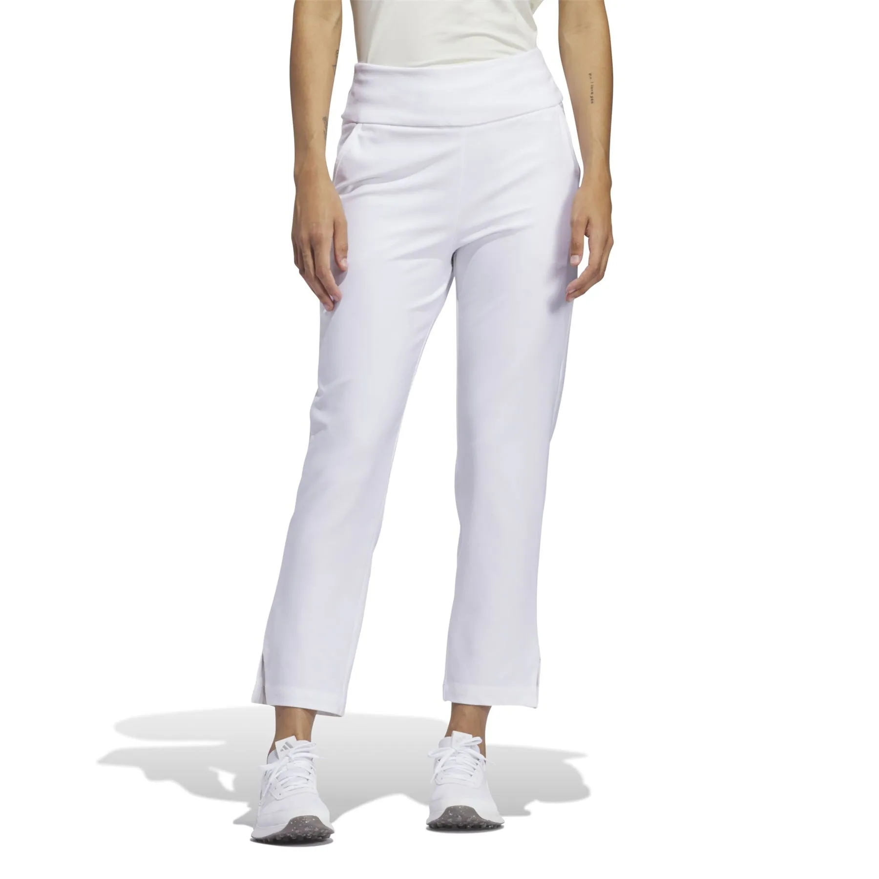 Womens Ultimate365 Regular Fit Solid Ankle Trousers White - 2024