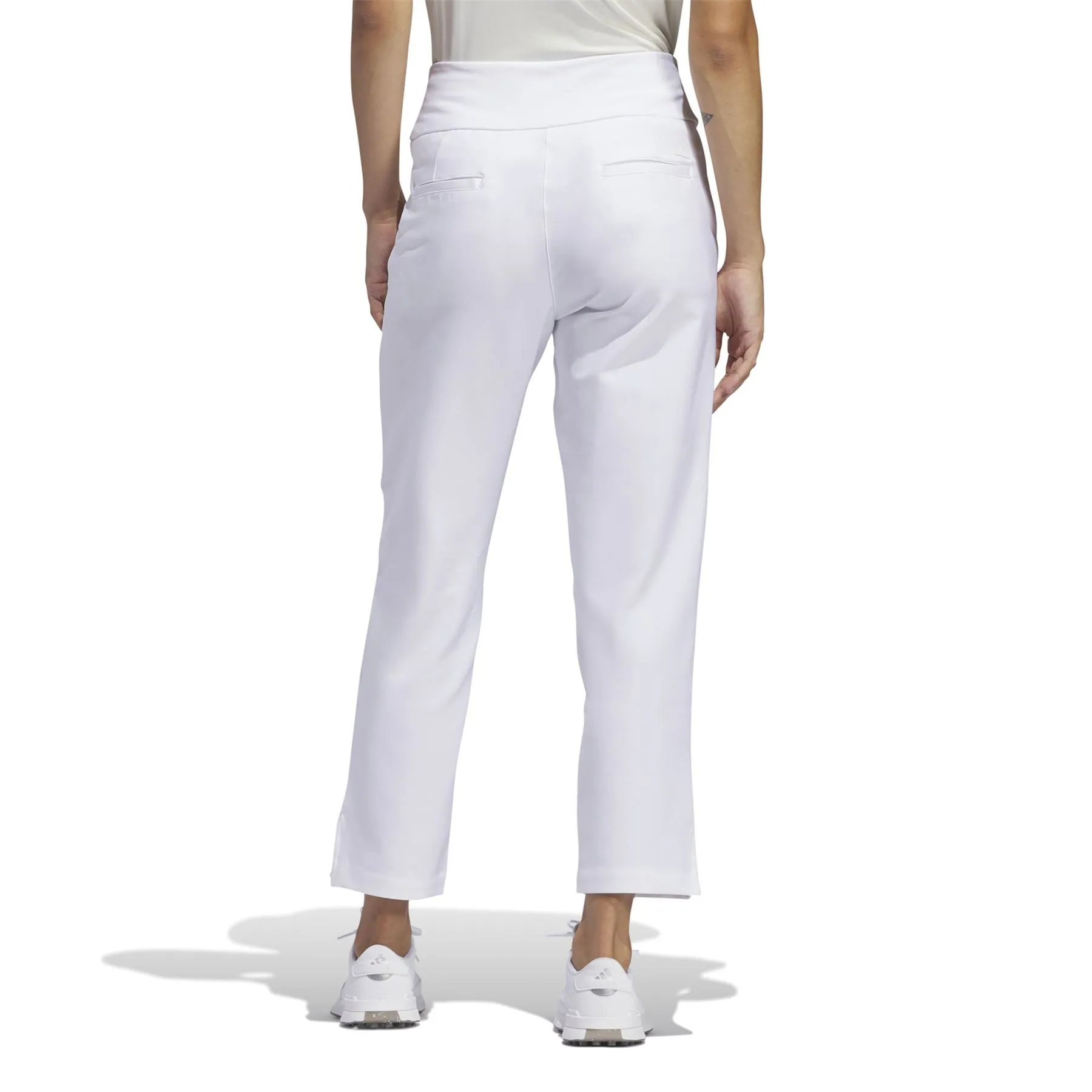 Womens Ultimate365 Regular Fit Solid Ankle Trousers White - 2024