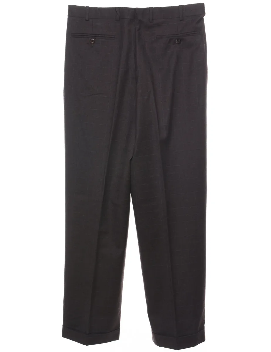 Wool Checked Pattern Trousers - W34 L31