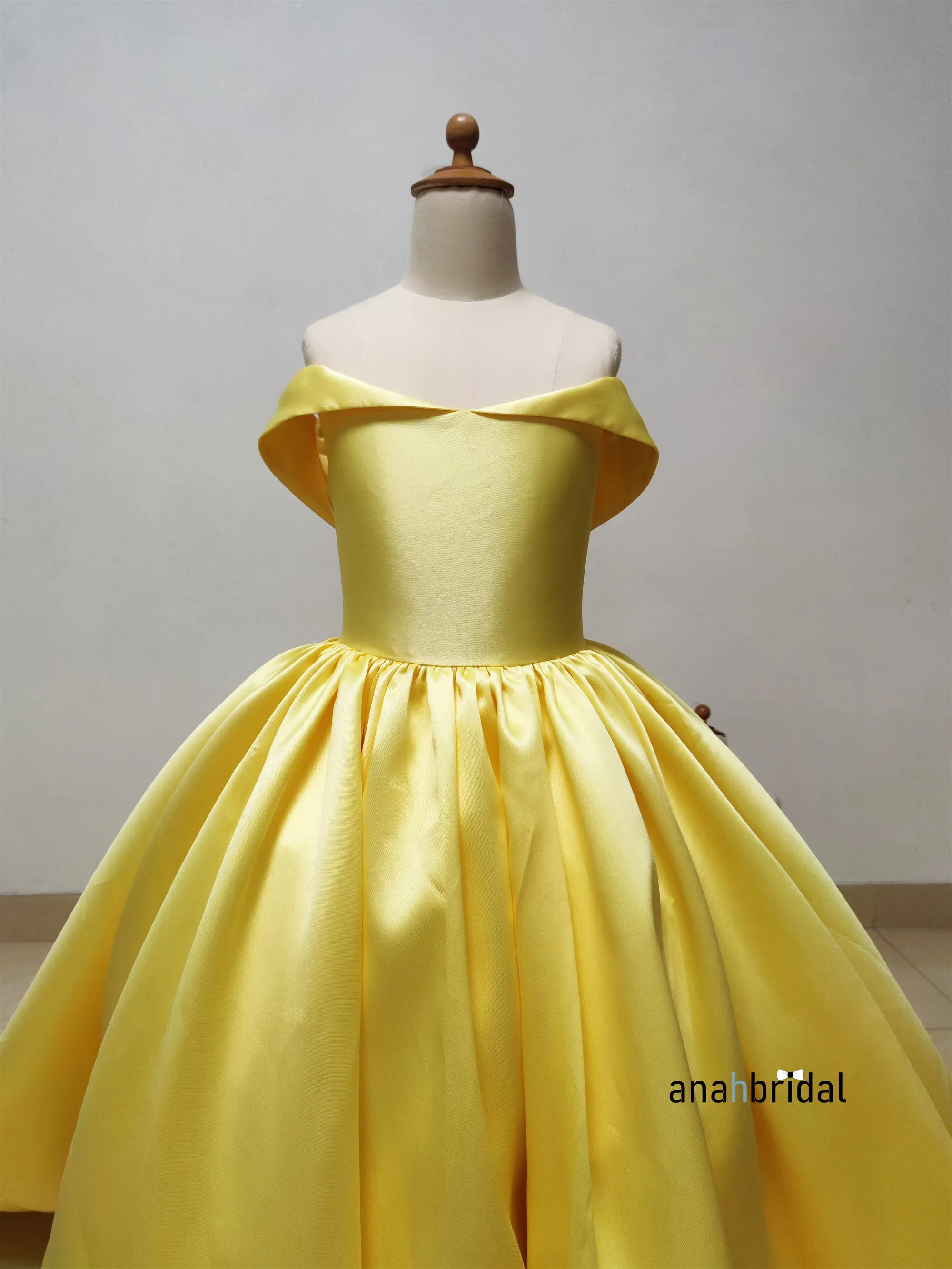 Yellow Satin Luxury Princess Flower Girl Dress/Girls Pageant Dress