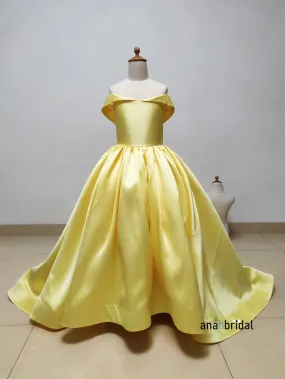 Yellow Satin Luxury Princess Flower Girl Dress/Girls Pageant Dress