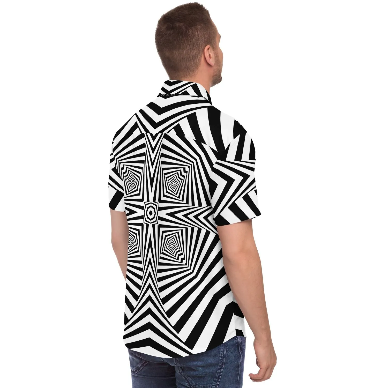 ZEBRA LINES Short Sleeve Button Down Shirt - HUBERT SOLCZYNSKI