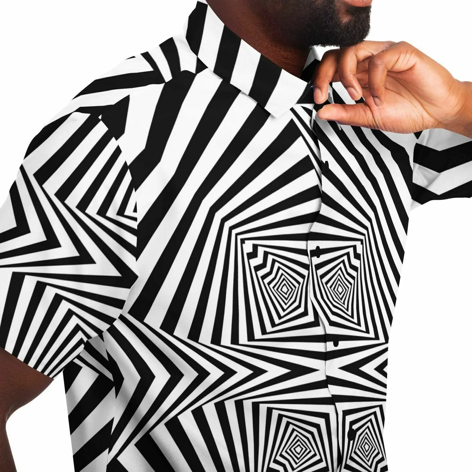 ZEBRA LINES Short Sleeve Button Down Shirt - HUBERT SOLCZYNSKI